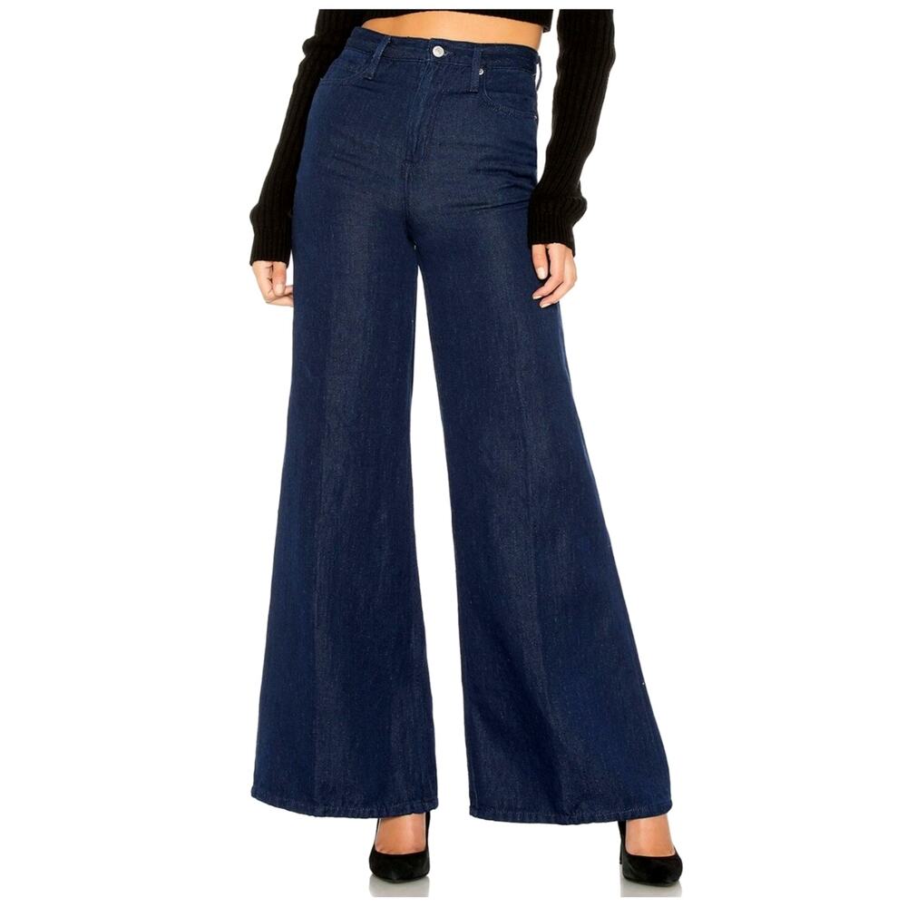 We the Free Super High Waist Wide Leg Jeans Womens 27 Dark Linen Blend 70s NWT